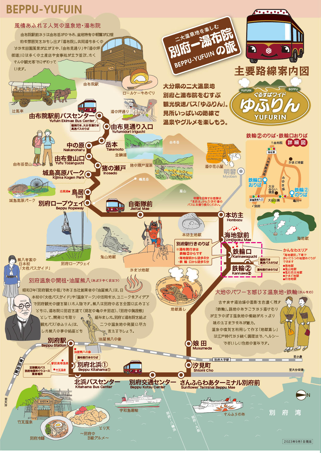 湯布院 至 近鐵別府空中纜車、別府的交通方式 4 由布院觀光高速巴士