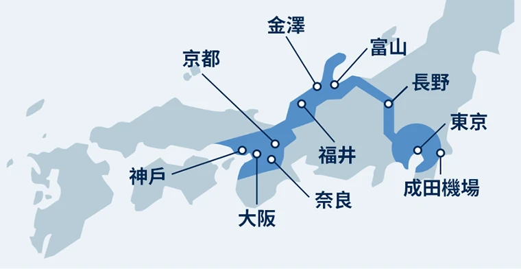 JR PASS各種周遊券的對應區域與購買連結 9 北陸拱型鐵路周遊券
